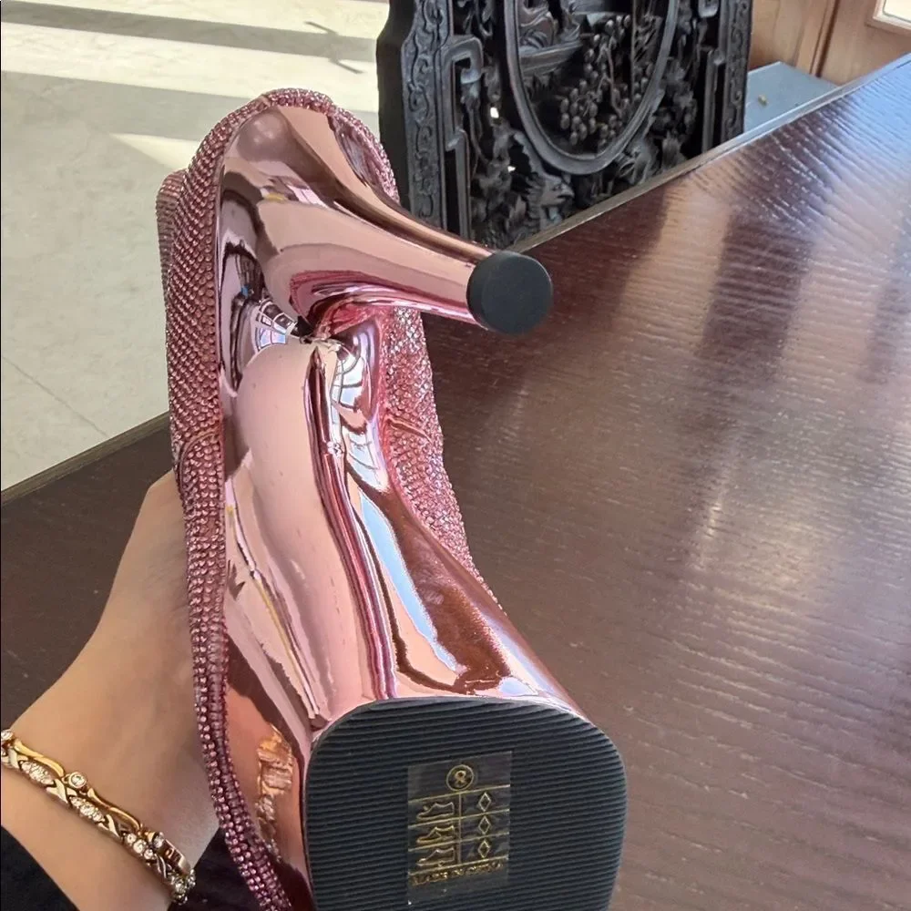 New Glitter Pink Crystal Platform lace Boots - Picture 6 of 6
